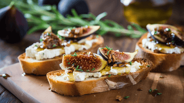 Enjoy Crostini with Goat Cheese, Honey, and Fig Jam Today!